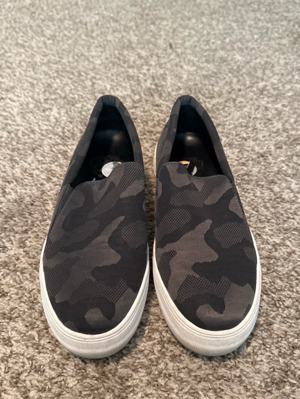 Women’s Slip-On Camouflage Sneakers - Black/Grey